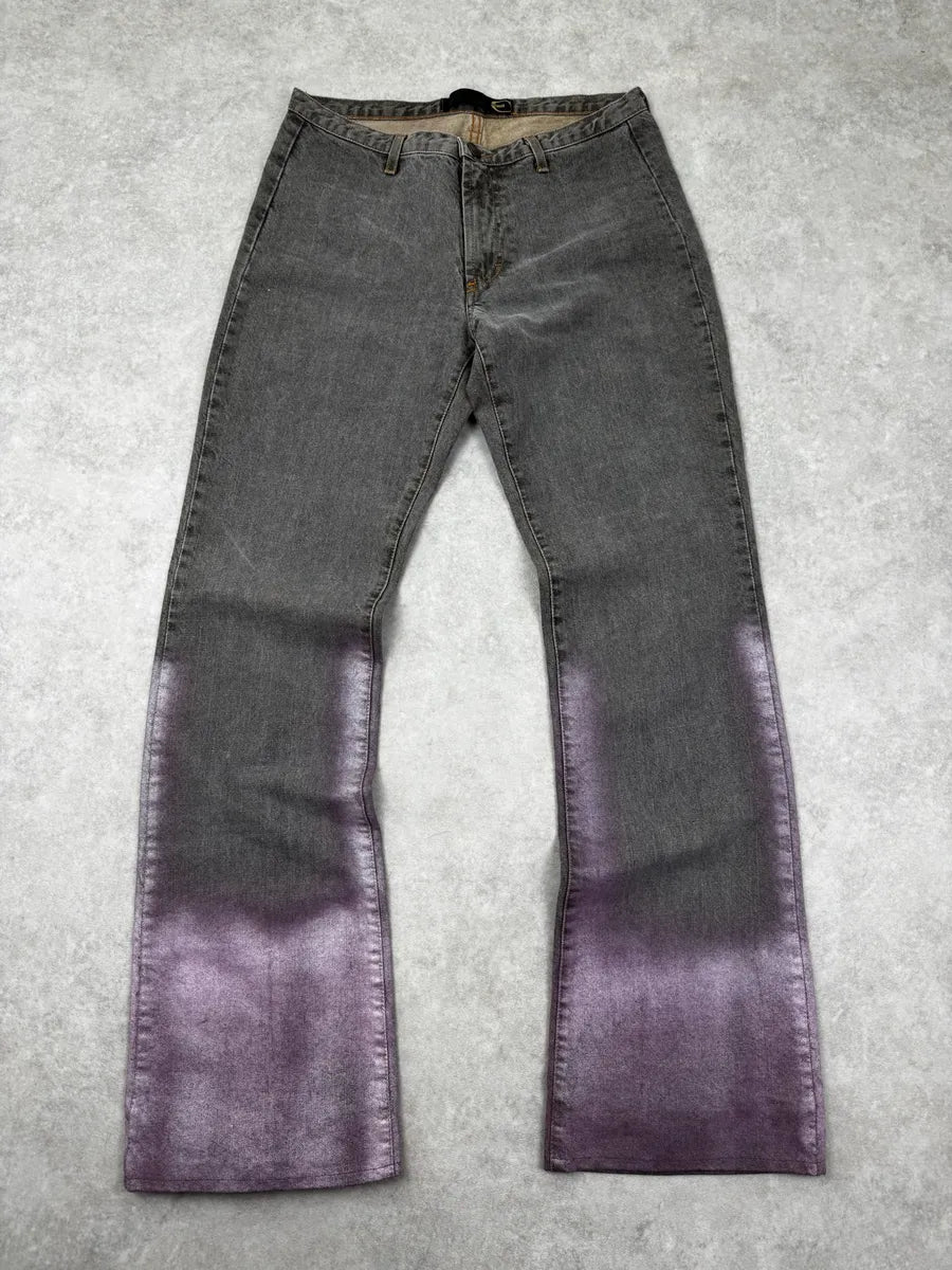 2000s Cavalli Grey Gradient Purple Denim Jeans EmIOOwc 3