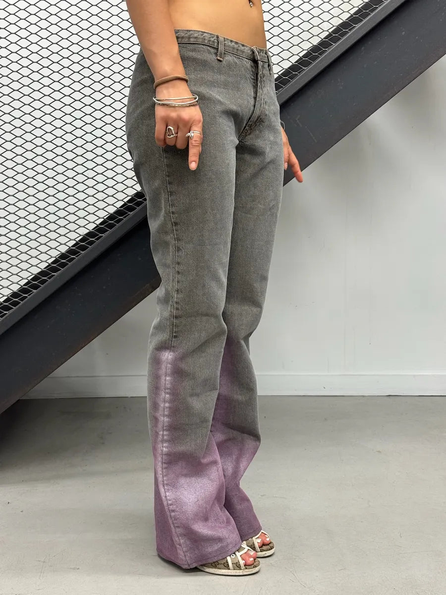 2000s Cavalli Grey Gradient Purple Denim Jeans EmIOOwc 1