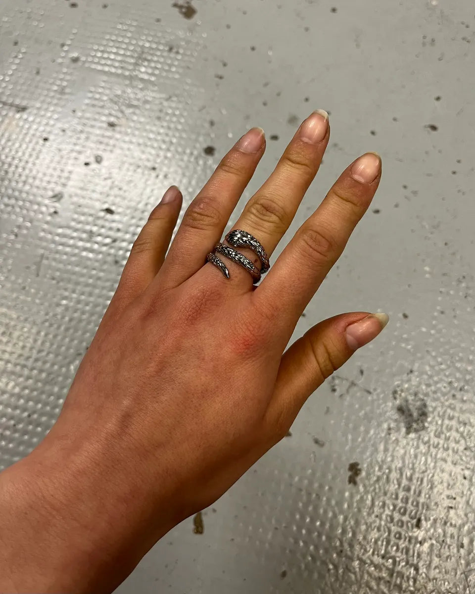 2000s Cavalli Grey Metal Snake Eye Zirconi Ring ALXCIDW 0