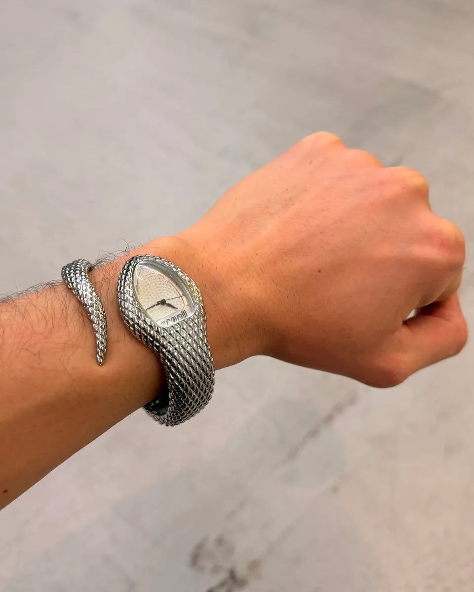2000s Cavalli Grey Metal Snake Watch DdMKhcS 0