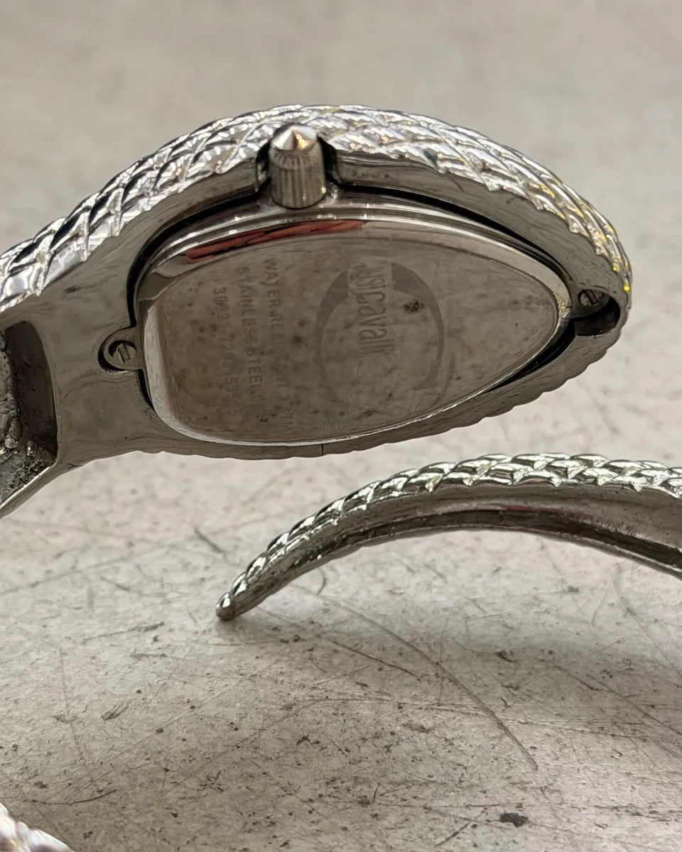 2000s Cavalli Grey Metal Snake Watch DdMKhcS 5