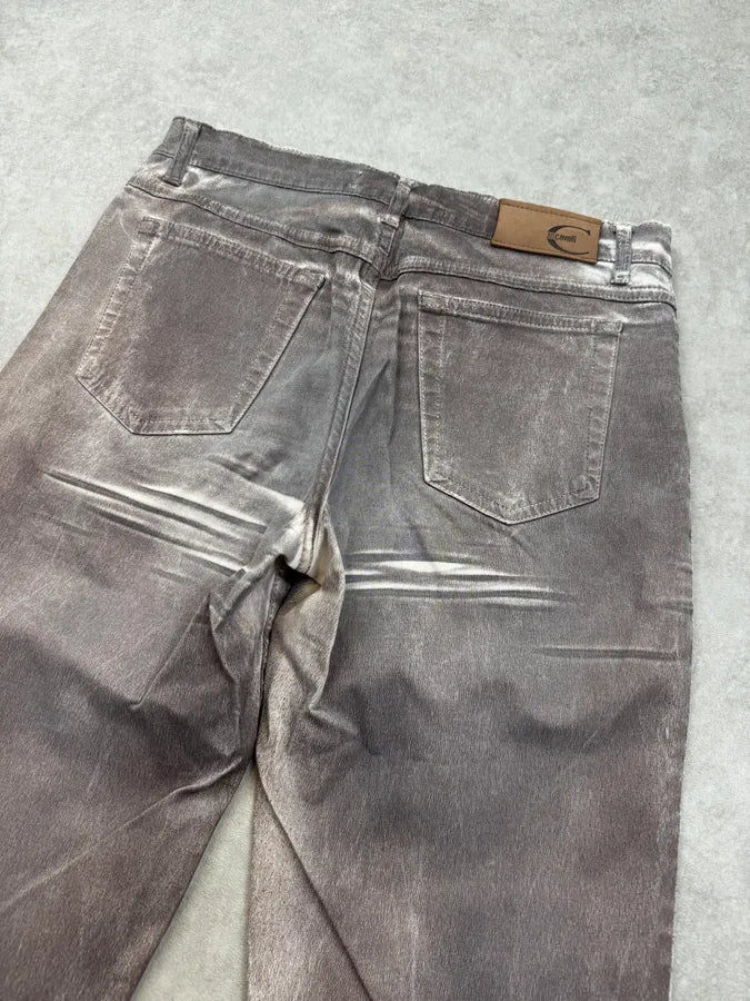 2000s Cavalli Grey Overprint Slim Pants gpNUBeA 6