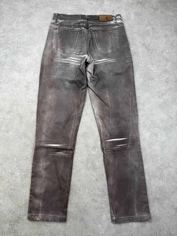 2000s Cavalli Grey Overprint Slim Pants gpNUBeA 1