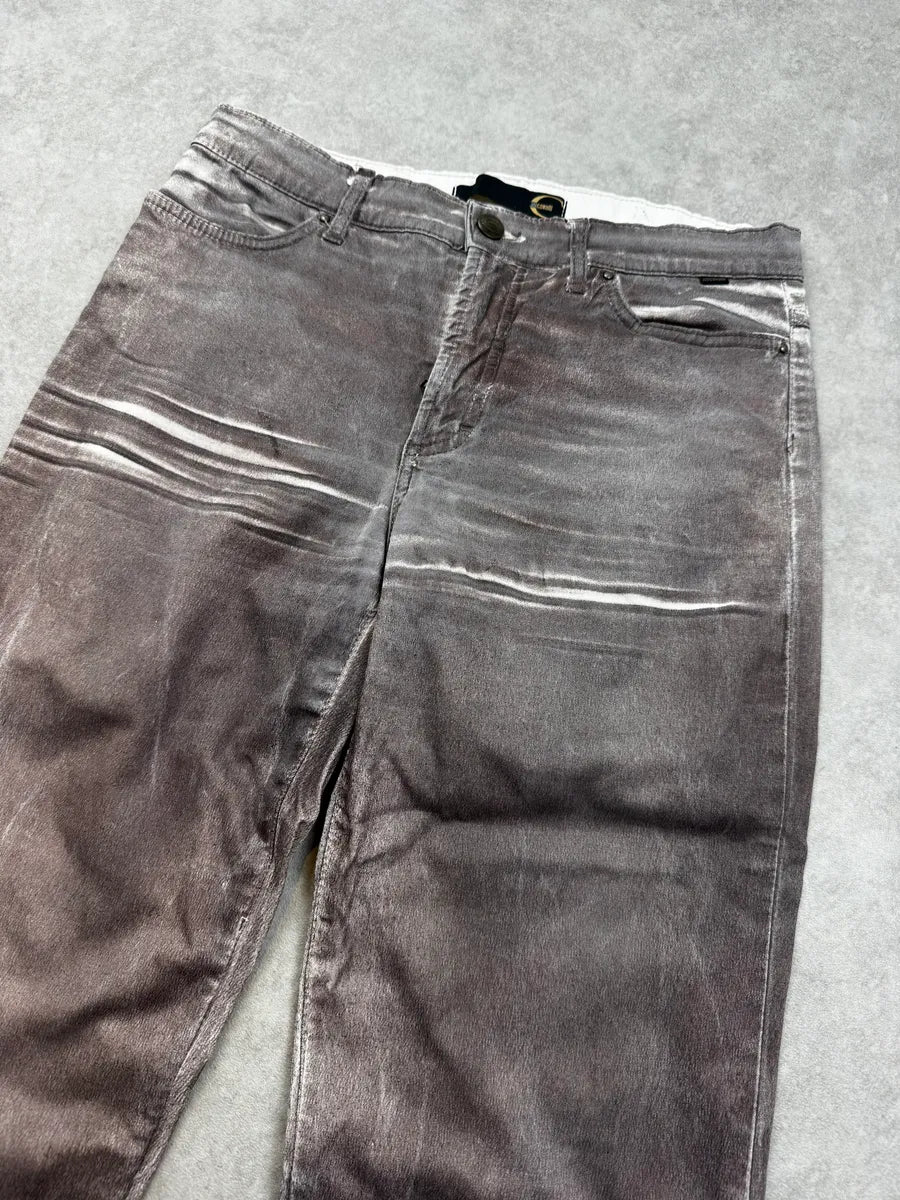 2000s Cavalli Grey Overprint Slim Pants gpNUBeA 5