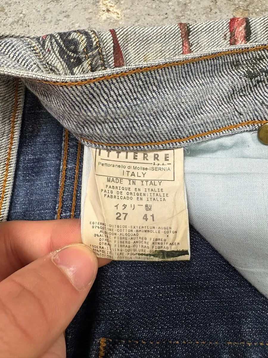 2000s Cavalli Grey Scars Flowers Abstract Denim Jeans (XS/S) YCKJtHp 6