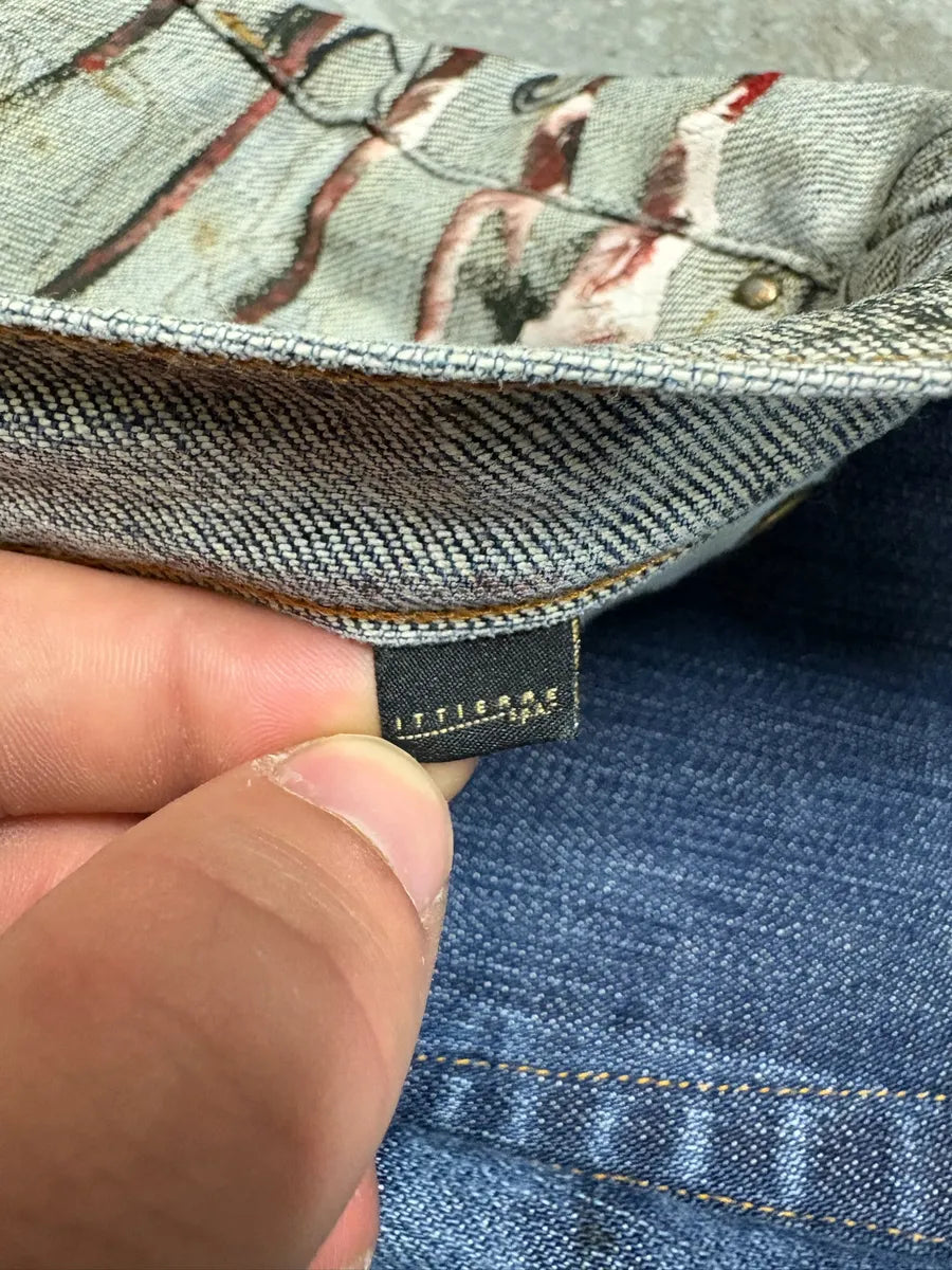 2000s Cavalli Grey Scars Flowers Abstract Denim Jeans (XS/S) YCKJtHp 8