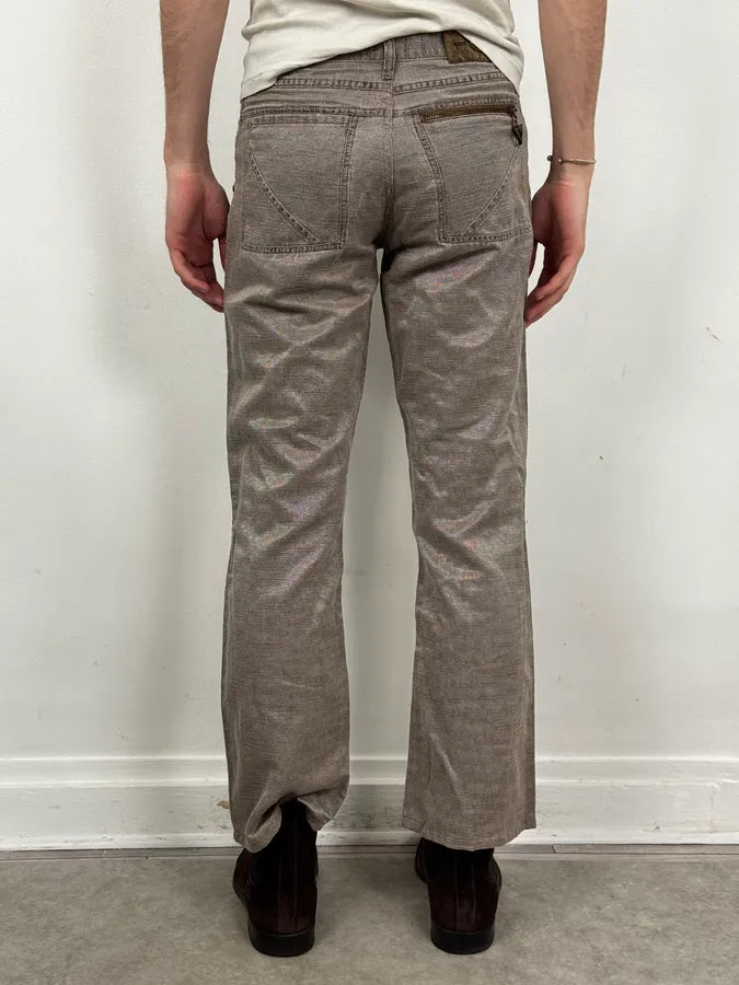 SS2004 Cavalli Grey Shiny Flap Pockets Pants iwWUnMf 3