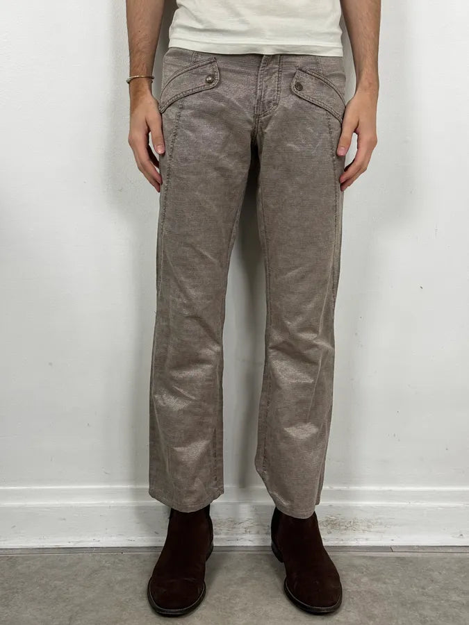 SS2004 Cavalli Grey Shiny Flap Pockets Pants iwWUnMf 1