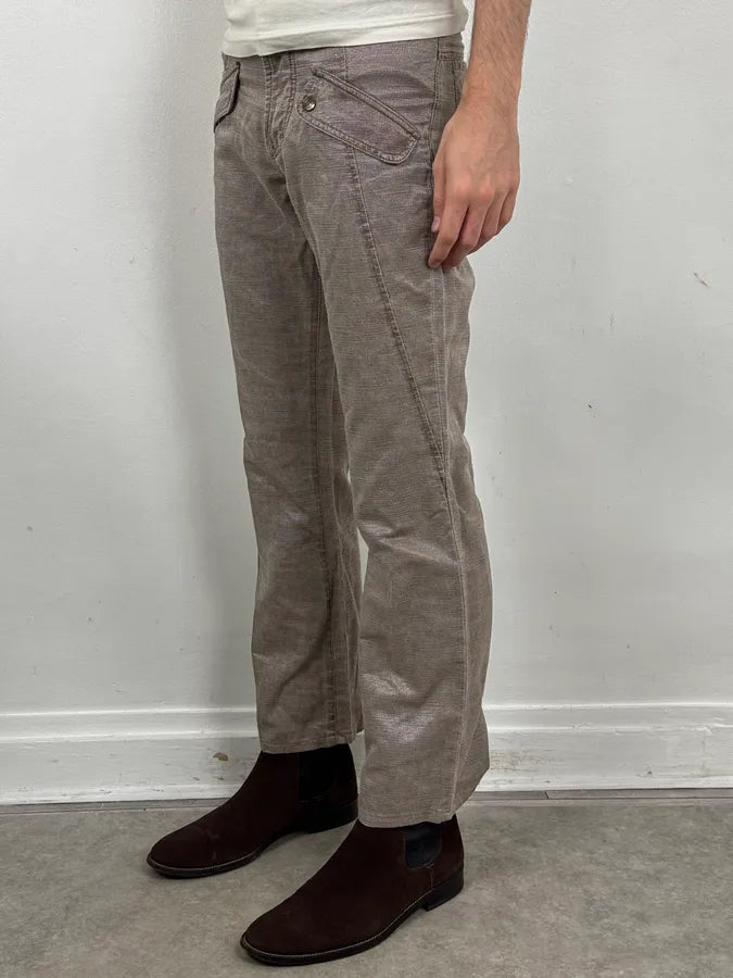SS2004 Cavalli Grey Shiny Flap Pockets Pants iwWUnMf 2