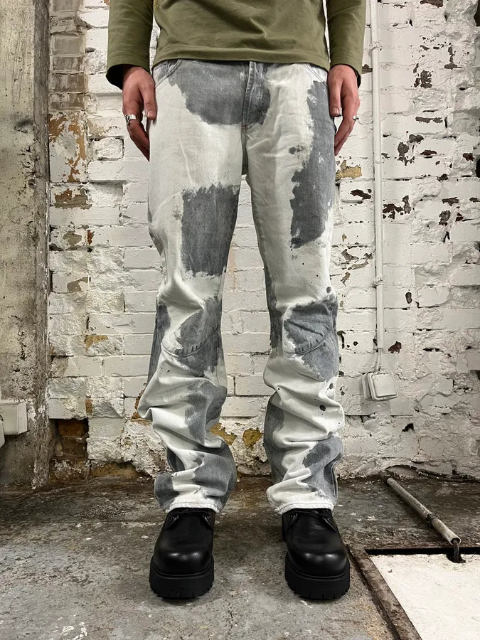 2000s Cavalli Grey Stains White Jeans HfywXUc 1