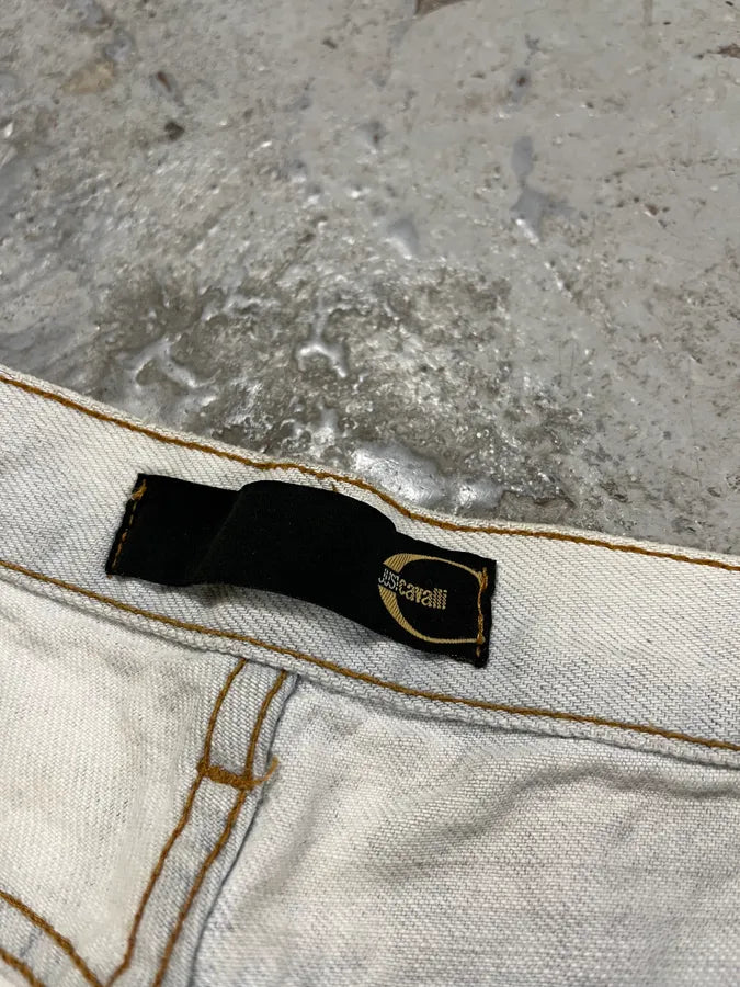 2000s Cavalli Grey Stains White Jeans HfywXUc 10