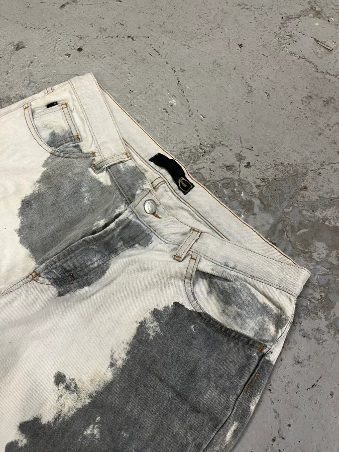 2000s Cavalli Grey Stains White Jeans HfywXUc 6