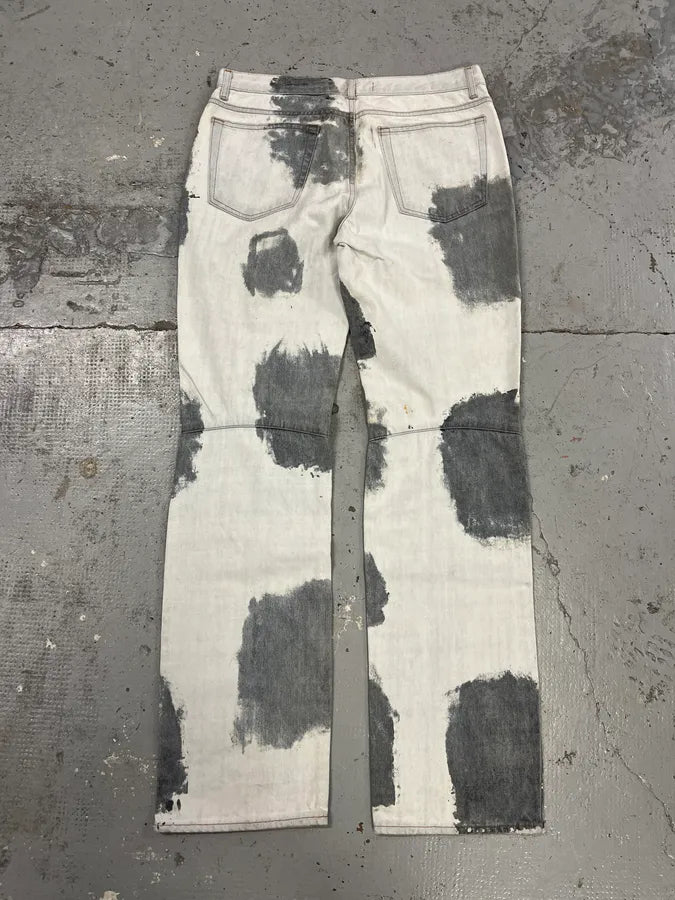 2000s Cavalli Grey Stains White Jeans HfywXUc 8