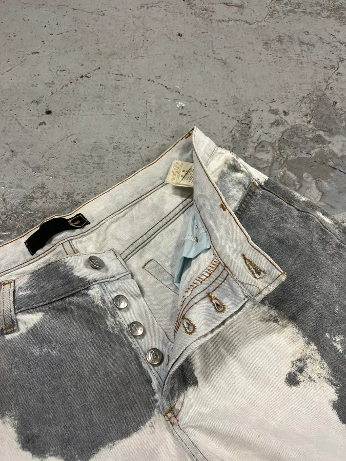 2000s Cavalli Grey Stains White Jeans HfywXUc 9