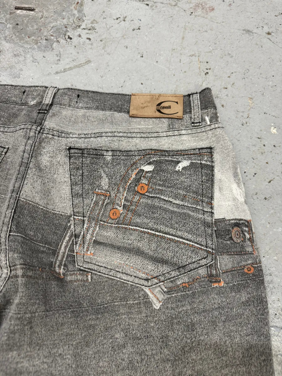 2000s Cavalli Grey Trompe L’oeil Pockets Pants cXeAZDH 6