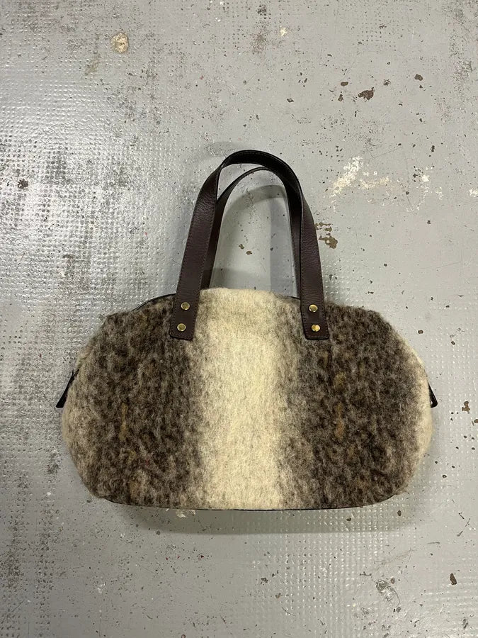 2000s Cavalli Grey Wool Mohair Handle Bag ABPgivK 0
