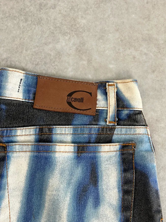 SS2002 Cavalli Hallucination Navy Abstract Flower Tie-Dye Pants oSFeVlE 8