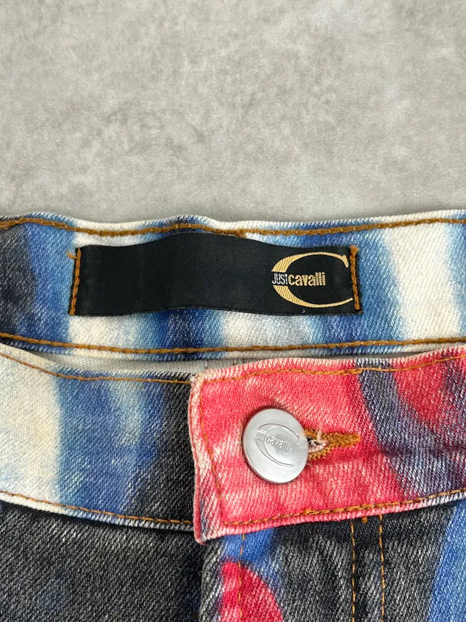 SS2002 Cavalli Hallucination Navy Abstract Flower Tie-Dye Pants oSFeVlE 10