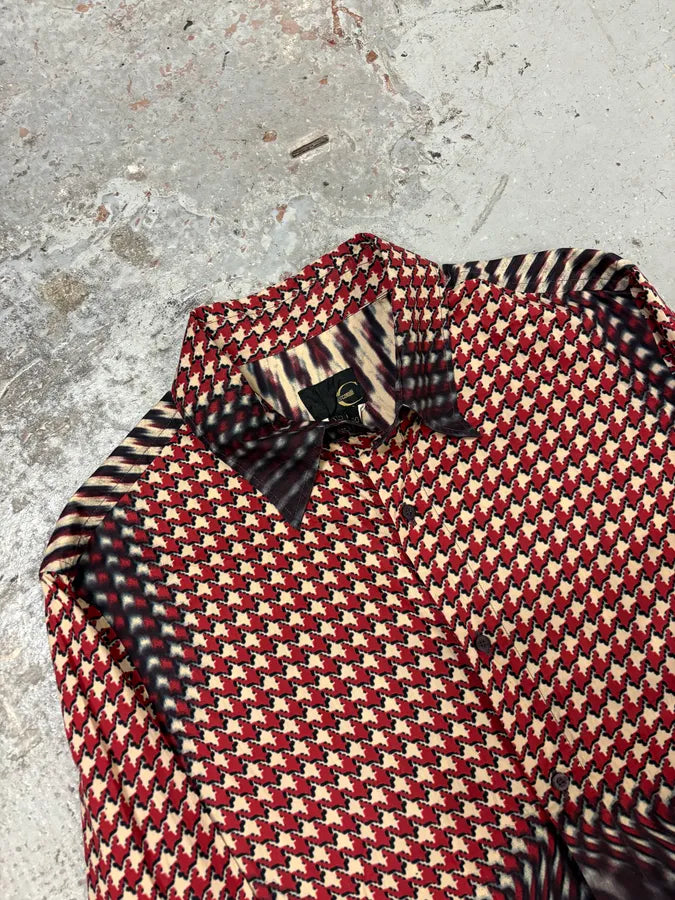 SS2001 Cavalli Hallucination Red Pixel Shirt dELSnwM 4