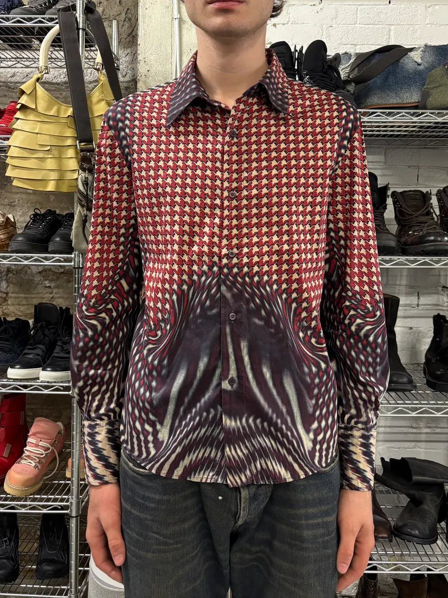 SS2001 Cavalli Hallucination Red Pixel Shirt dELSnwM 1