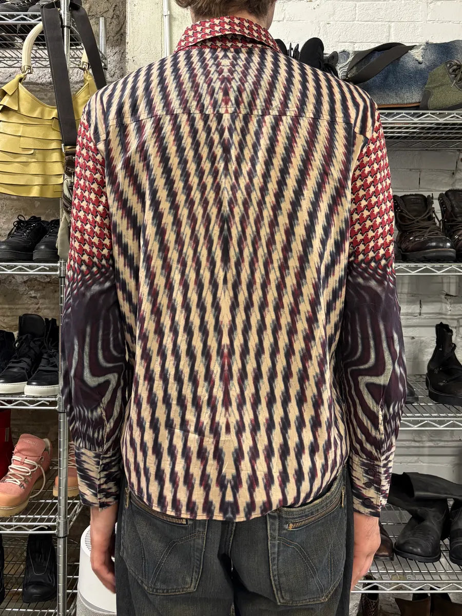 SS2001 Cavalli Hallucination Red Pixel Shirt dELSnwM 2