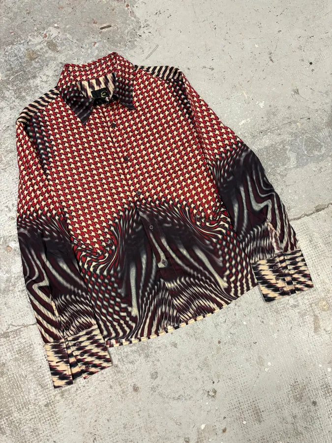 SS2001 Cavalli Hallucination Red Pixel Shirt dELSnwM 3