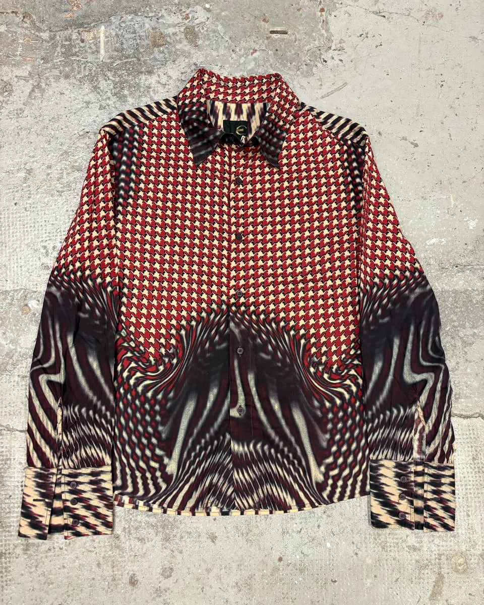 SS2001 Cavalli Hallucination Red Pixel Shirt dELSnwM 0