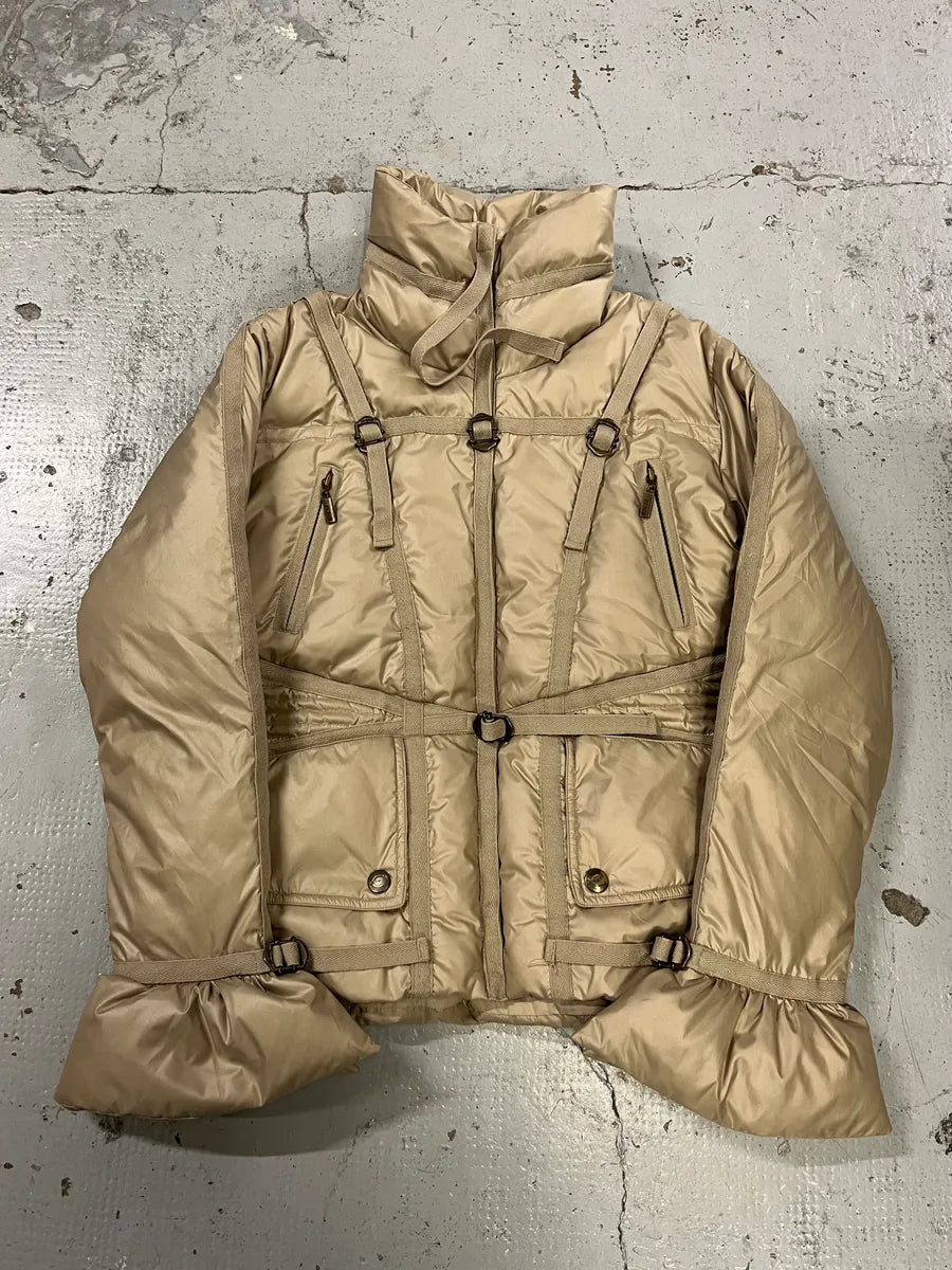 2000s Cavalli Harness Bondage Beige Puffer Jacket nOxbrkq 0