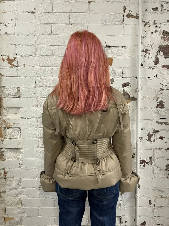2000s Cavalli Harness Bondage Beige Puffer Jacket nOxbrkq 2