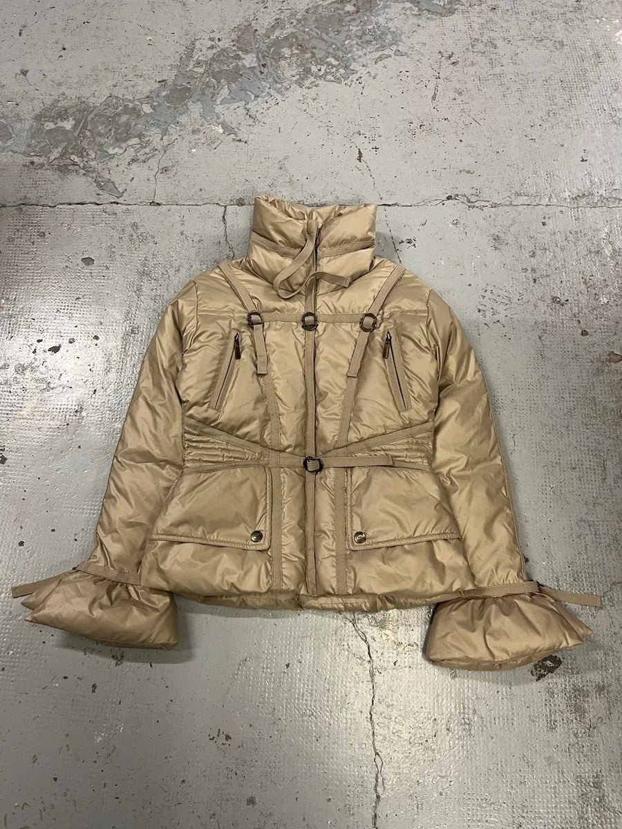 2000s Cavalli Harness Bondage Beige Puffer Jacket nOxbrkq 3