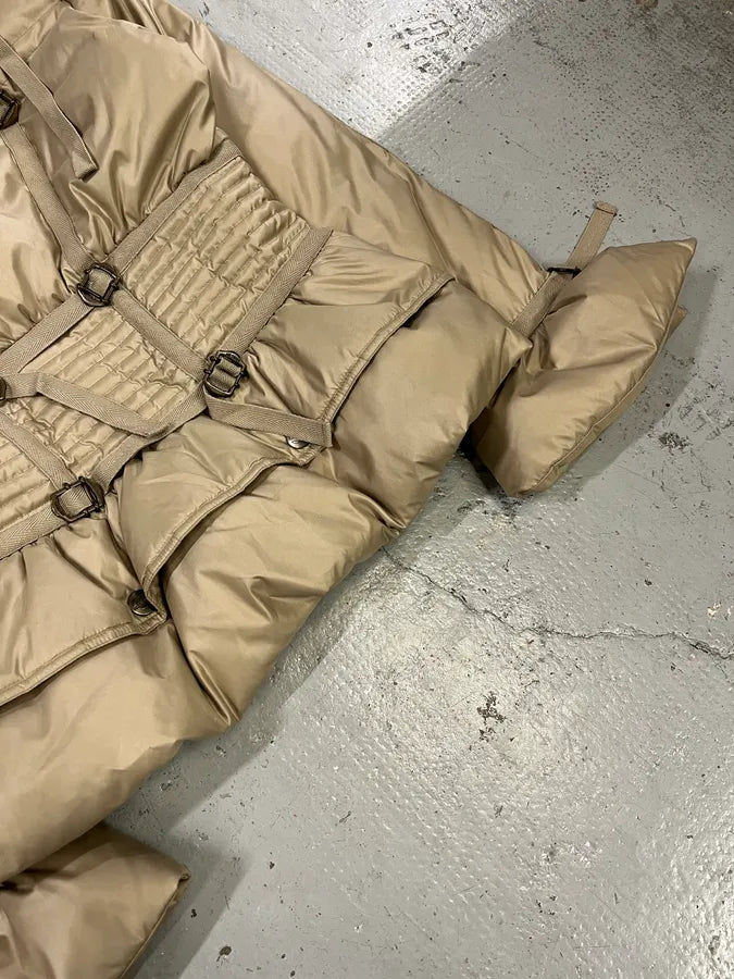 2000s Cavalli Harness Bondage Beige Puffer Jacket nOxbrkq 7