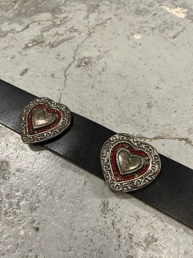 2000s Cavalli Heart Ornament Black Leather Belt NwYuxqI 7