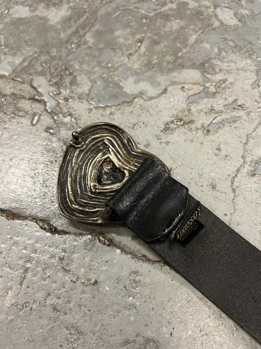 2000s Cavalli Heart Ornament Black Leather Belt NwYuxqI 8