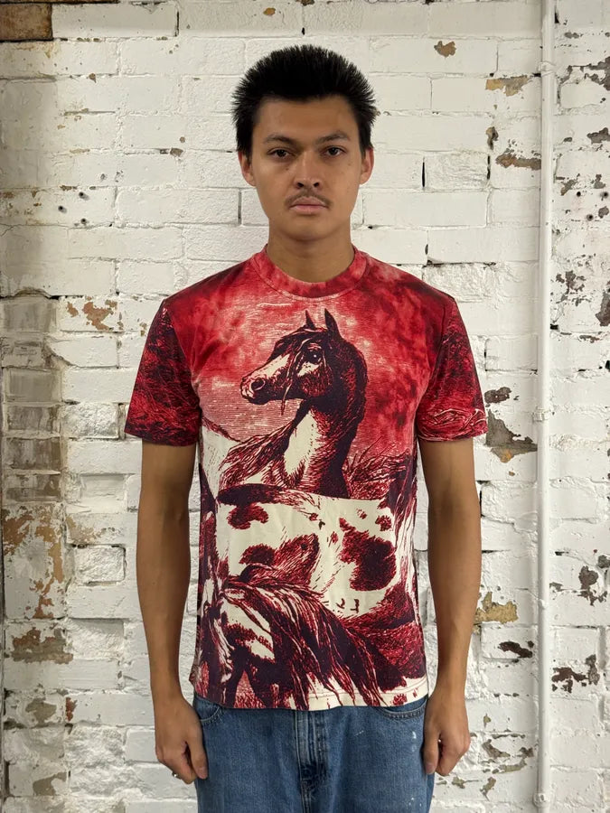 2000s Cavalli Horse Red Evil T-Shirt AahPuqT 1
