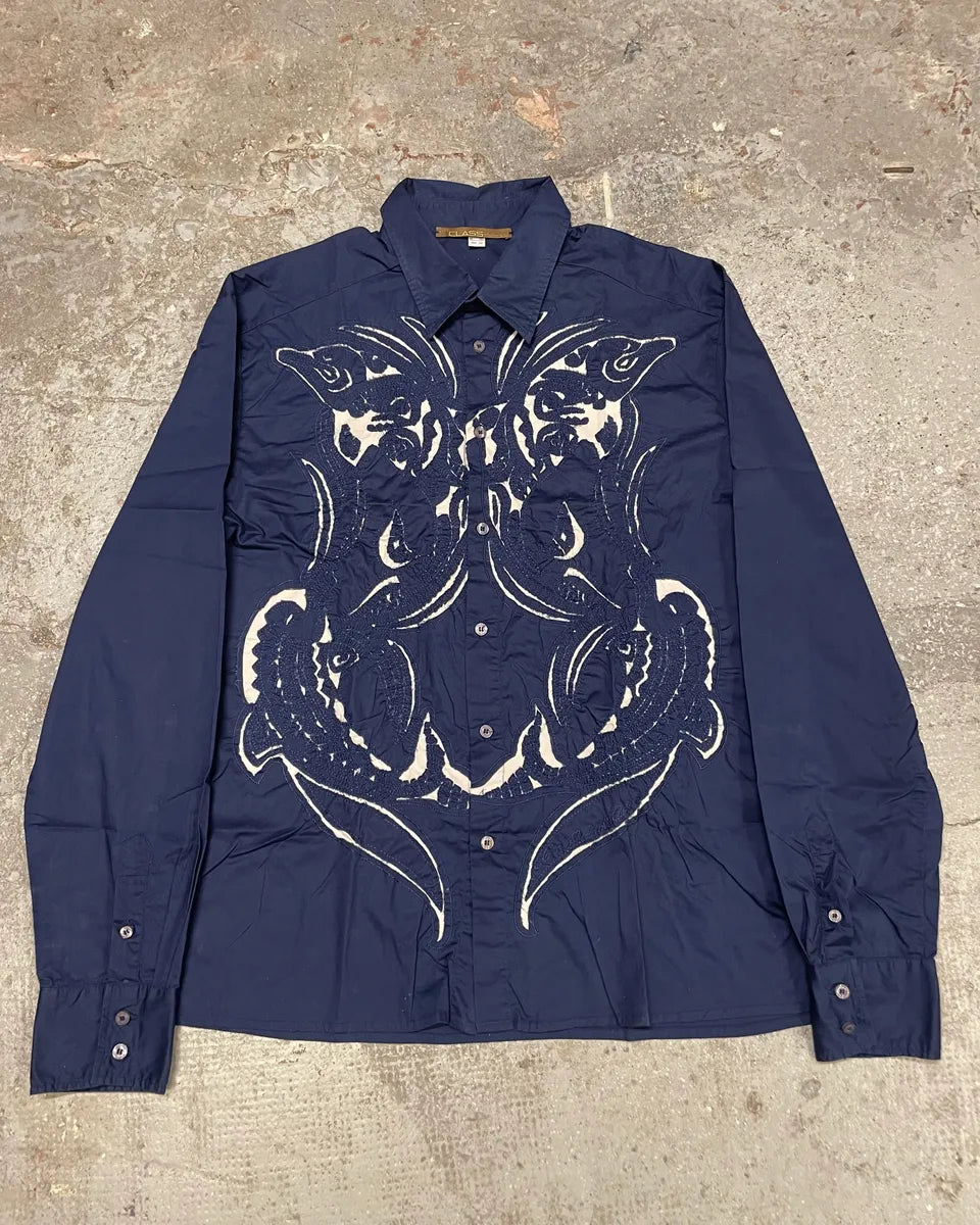 2000s Cavalli Imperial Birds Embroideries Shirt (L/XL) xaZZGor 0
