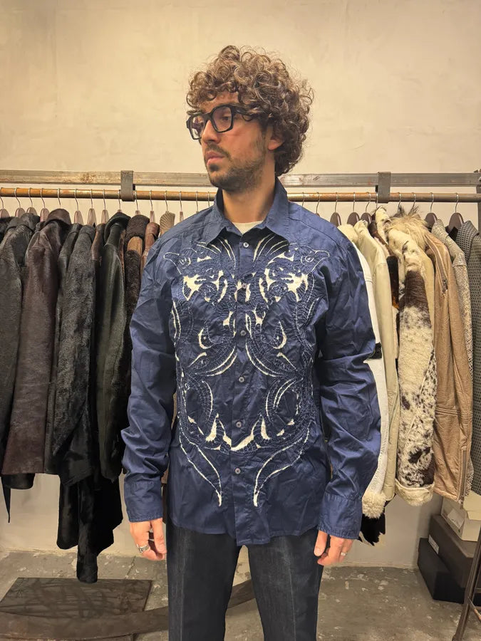 2000s Cavalli Imperial Birds Embroideries Shirt (L/XL) xaZZGor 1