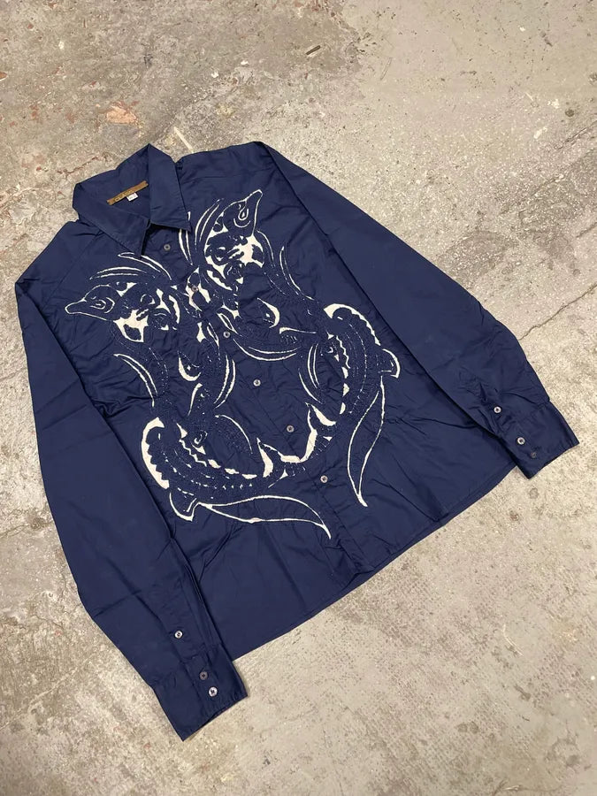 2000s Cavalli Imperial Birds Embroideries Shirt (L/XL) xaZZGor 3