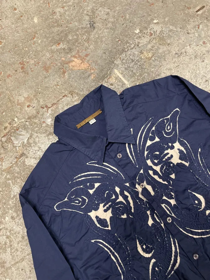2000s Cavalli Imperial Birds Embroideries Shirt (L/XL) xaZZGor 4