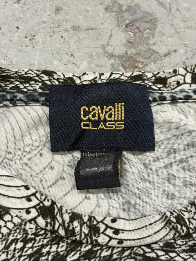 2000s Cavalli Infinite Snake Black & White T-Shirt IRlZskn 6