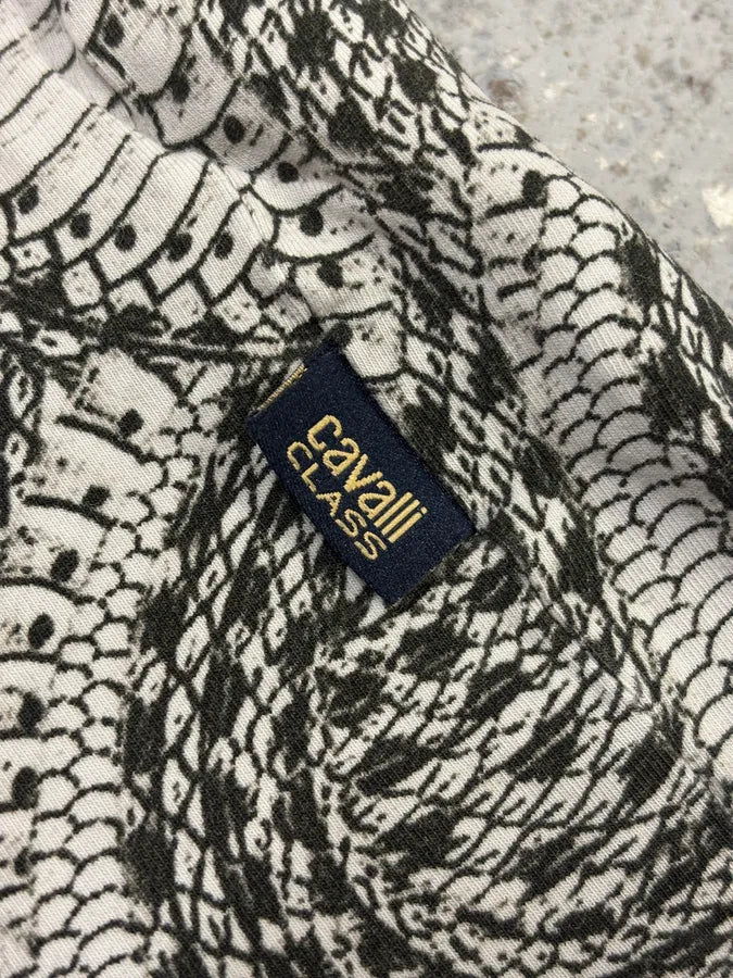 2000s Cavalli Infinite Snake Black & White T-Shirt IRlZskn 7