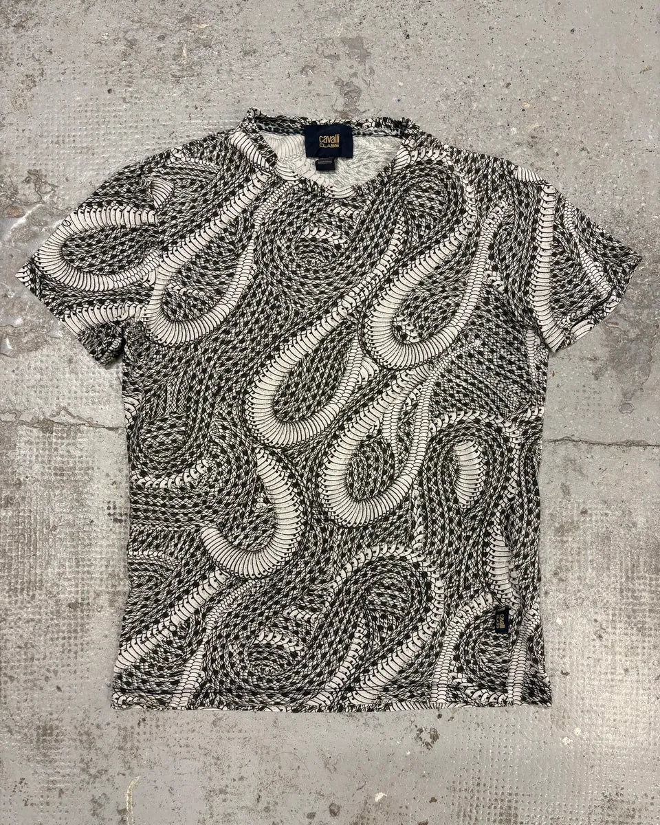 2000s Cavalli Infinite Snake Black & White T-Shirt IRlZskn 0