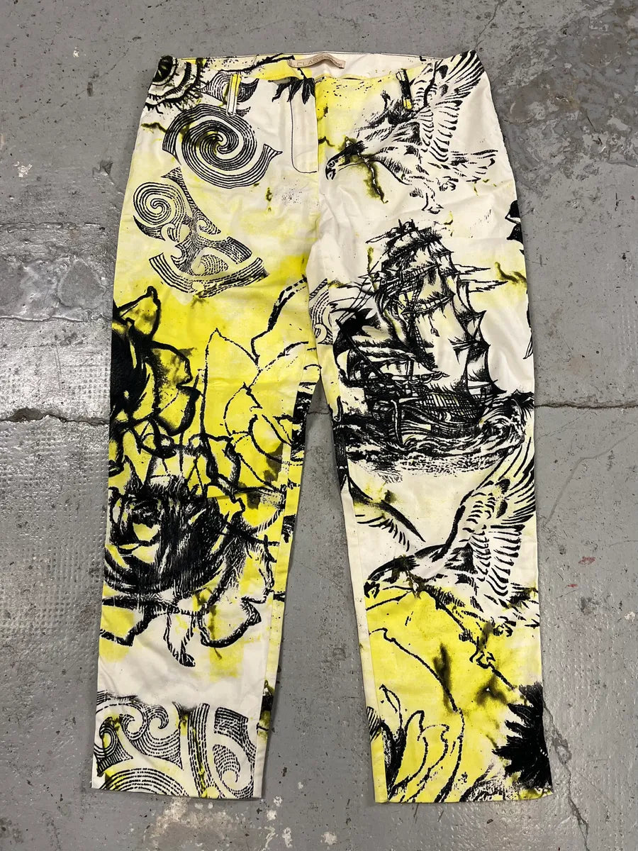 2000s Cavalli Ink Adventure World White Pants qDQTqHl 0