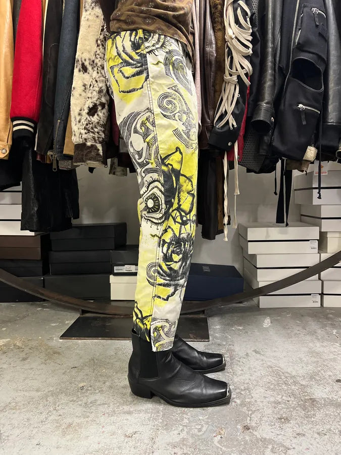 2000s Cavalli Ink Adventure World White Pants qDQTqHl 2