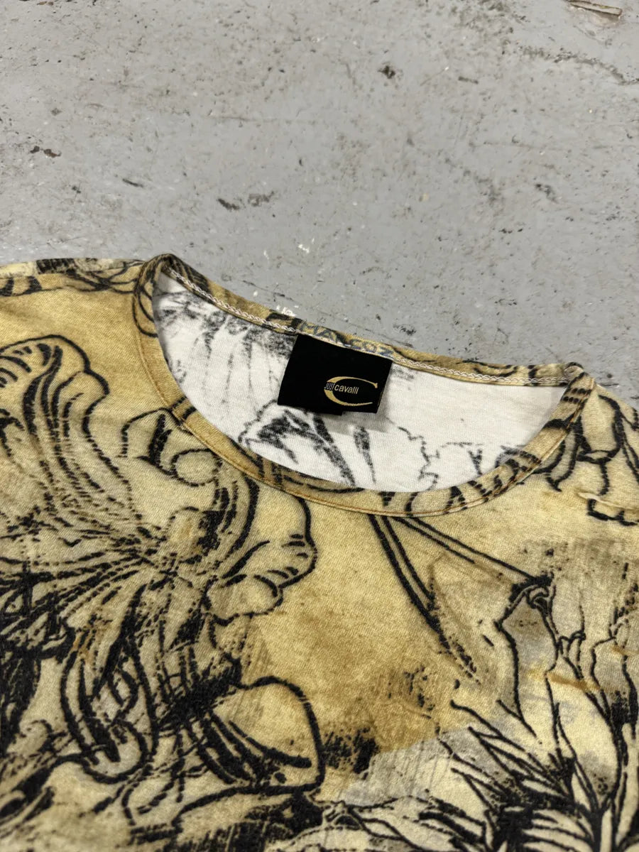 2000s Cavalli Ink Asian Flowers Beige Longsleeves Nyphbjy 3