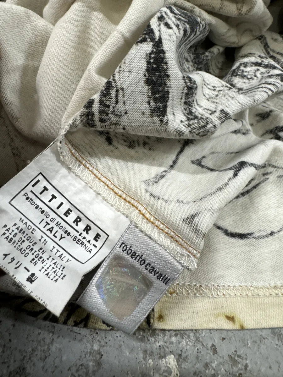 2000s Cavalli Ink Asian Flowers Beige Longsleeves Nyphbjy 4