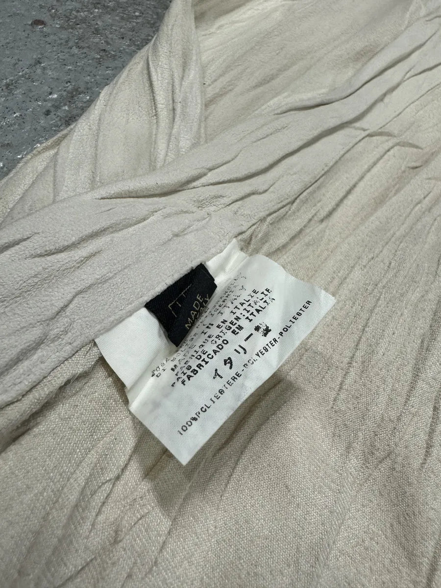 2000s Cavalli Irregular White Plissed Leather Shirt OSzffqm 6