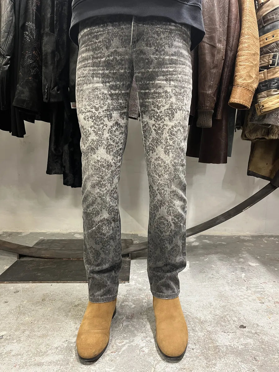 2000s Cavalli Jeans Grey Arabic Pattern Pants (XS/S) ZvMGBwS 4