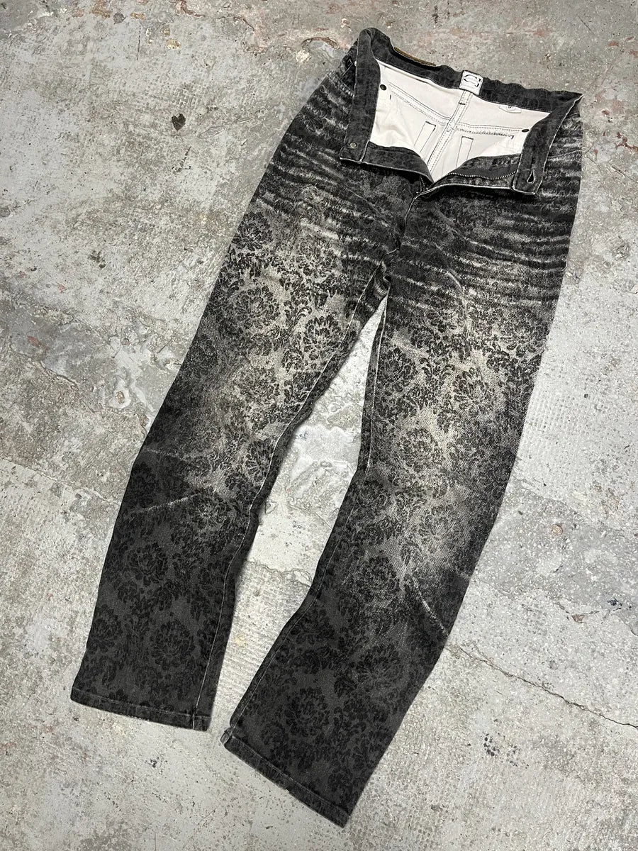 2000s Cavalli Jeans Grey Arabic Pattern Pants (XS/S) ZvMGBwS 7