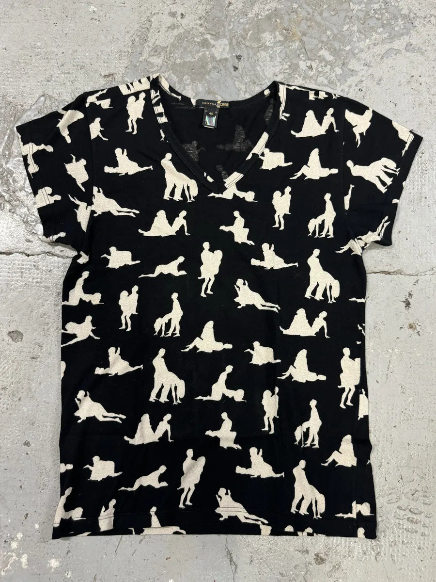 2000s Cavalli Kamasutra V Neck Black Hot Tee-Shirt (XS/S) vXmRZgr 0