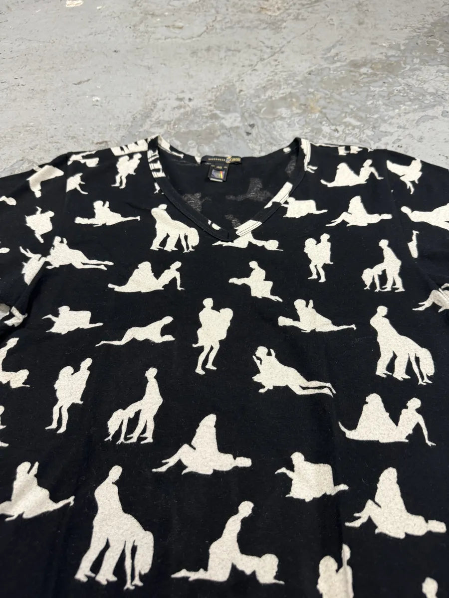 2000s Cavalli Kamasutra V Neck Black Hot Tee-Shirt (XS/S) vXmRZgr 3
